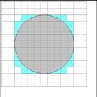 a circle shown on a finer grid